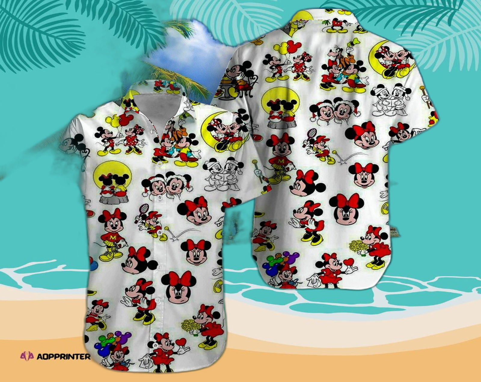 Play Tennis Disney Mickey Mouse Floral Aloha Hawaiian Shirt 024 HW0601