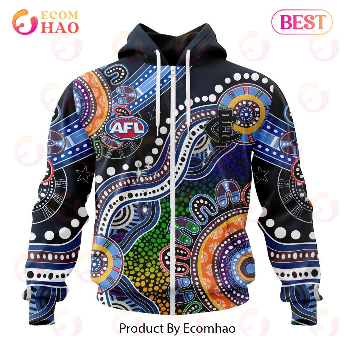 AFL Carlton Football Club Special Indigenous Design 3D Hoodie, Zip Hoodie, Man - Women, Warm, Premium Quality HZ0501