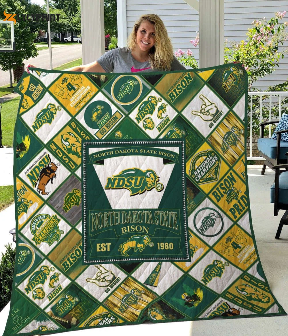 North Dakota State Bison 2 Quilt Blanket For Fans Home Decor Gift , Soft Quilt, King Size, All Season Cozy Quilt QB0901