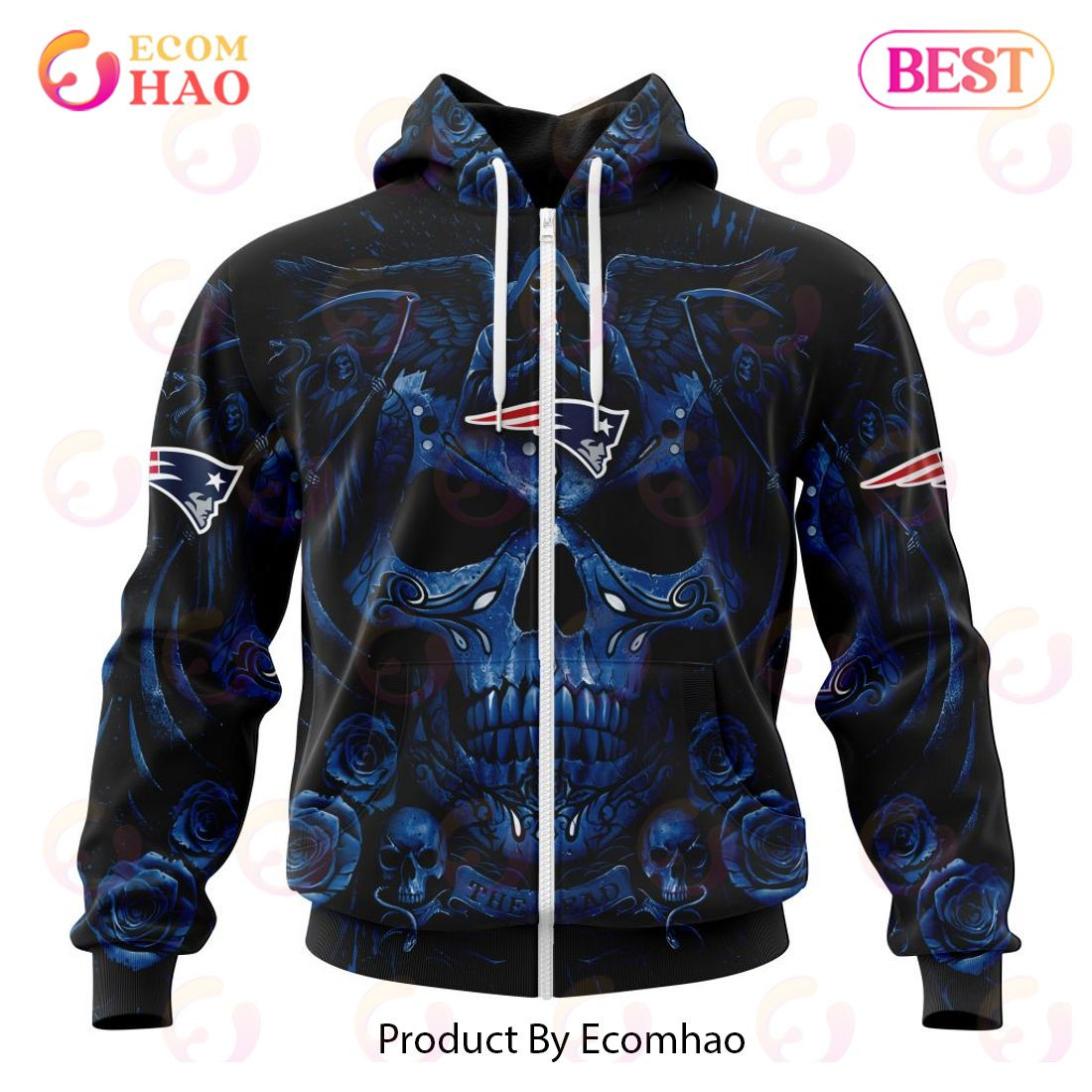 Best New England Patriots Special Design With Skull Art 3D Hoodie Limited Edition, Zip Hoodie, Man - Women, Warm, Premium Quality HZ0501
