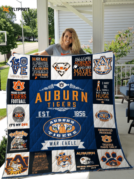 Auburn Tigers Quilt Blanket For Fans Home Decor Gift , Soft Quilt, King Size, All Season Cozy Quilt QB0901