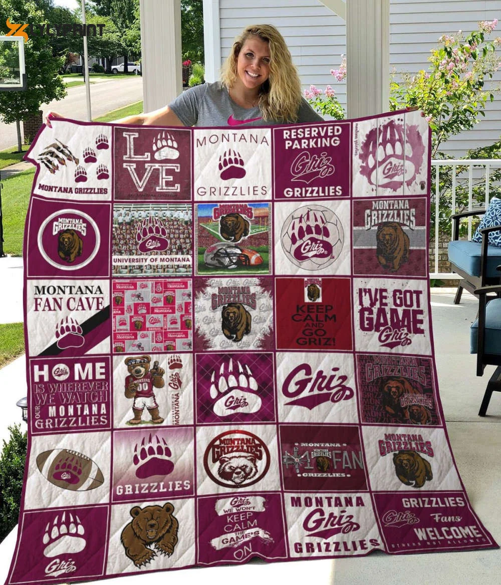 Montana Grizzlies 1 Quilt Blanket For Fans Home Decor Gift , Soft Quilt, King Size, All Season Cozy Quilt QB0901