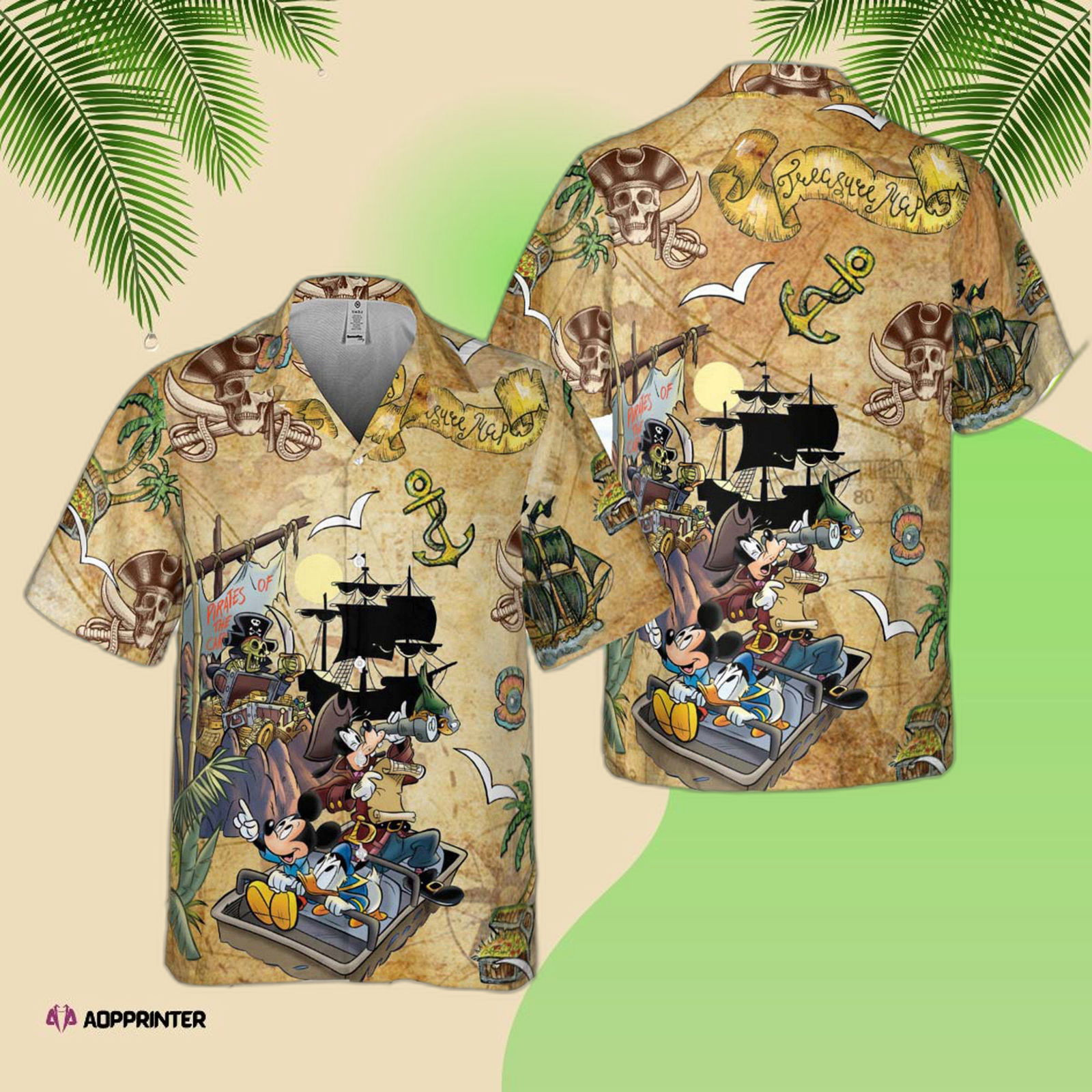 Disneyland Retro Pirated Caribbean Mickey Friends Hawaiian Shirt HW0601