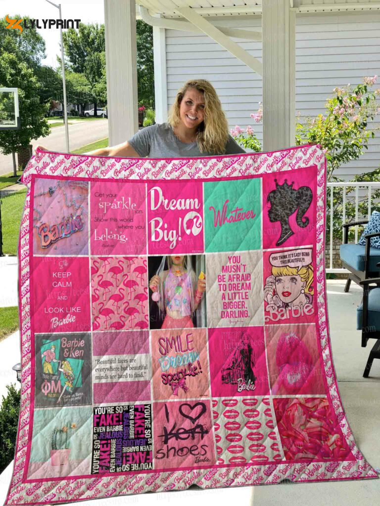 Barbie Quilt Blanket For Fans Home Decor Gift , Soft Quilt, King Size, All Season Cozy Quilt QB0901