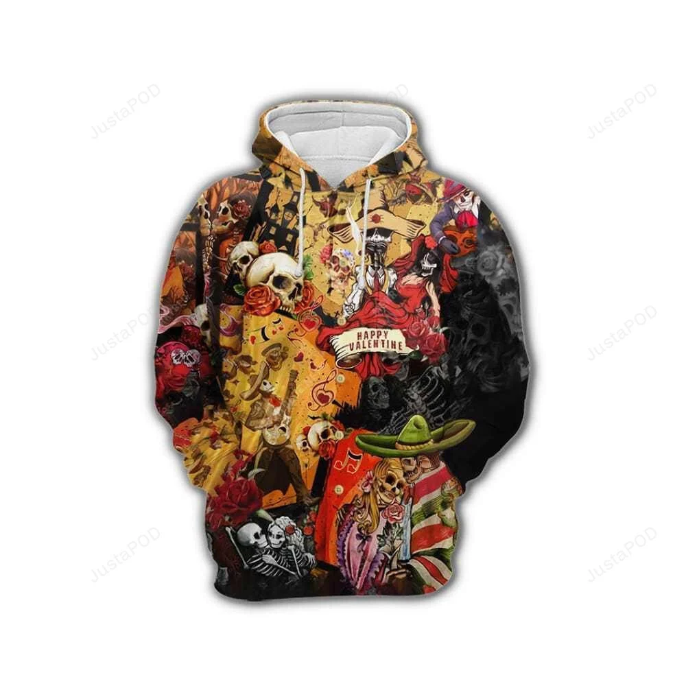 Skull Happy 3D All Over Printed Hoodie, Zip- Up Hoodie HZ0501
