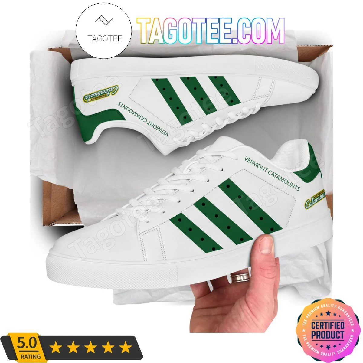NCAA Vermont Catamounts White Stan Smith Shoes , Trendy Style Sneakers ST0801