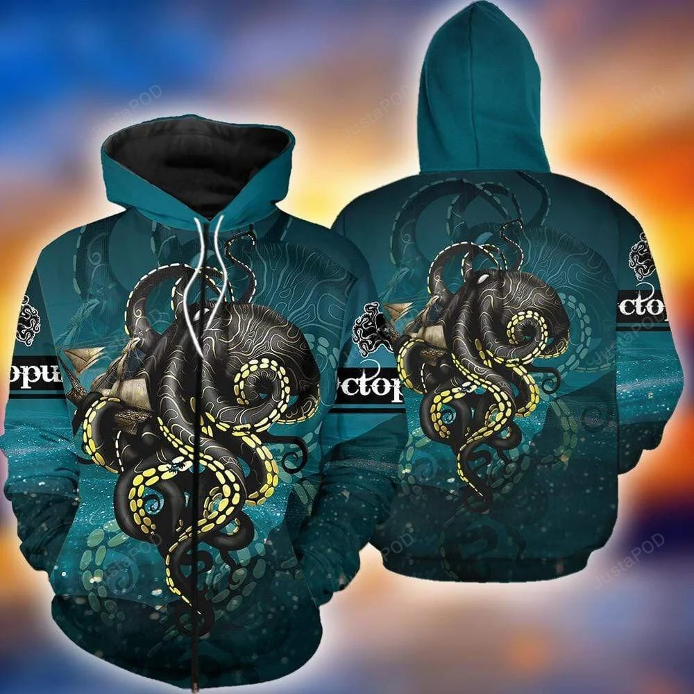 Amazing Black Octopus Kraken King 3D All Print Hoodie, Zip- Up Hoodie HZ0501