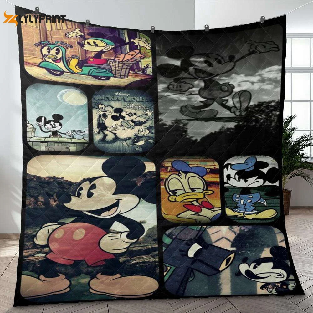 Disney Mickey Mouse Gift For Fan, Funny Mickey Mouse And Friends Quilt Blanket For Fans Home Decor Gift ,  Soft Quilt, King Size, All Season Cozy Quilt QB0901