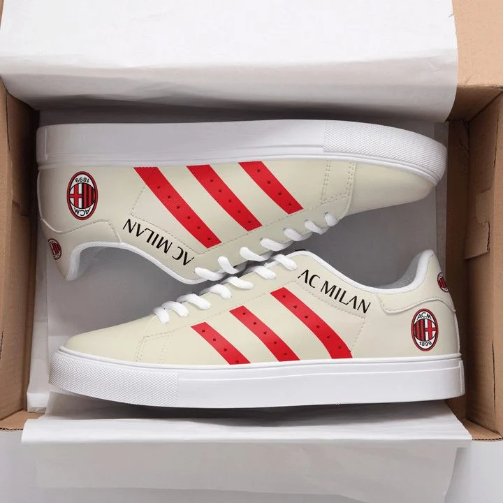AC Milan Cream Red Stan Smith Shoes Unisex, Trendy Style Sneakers ST0801