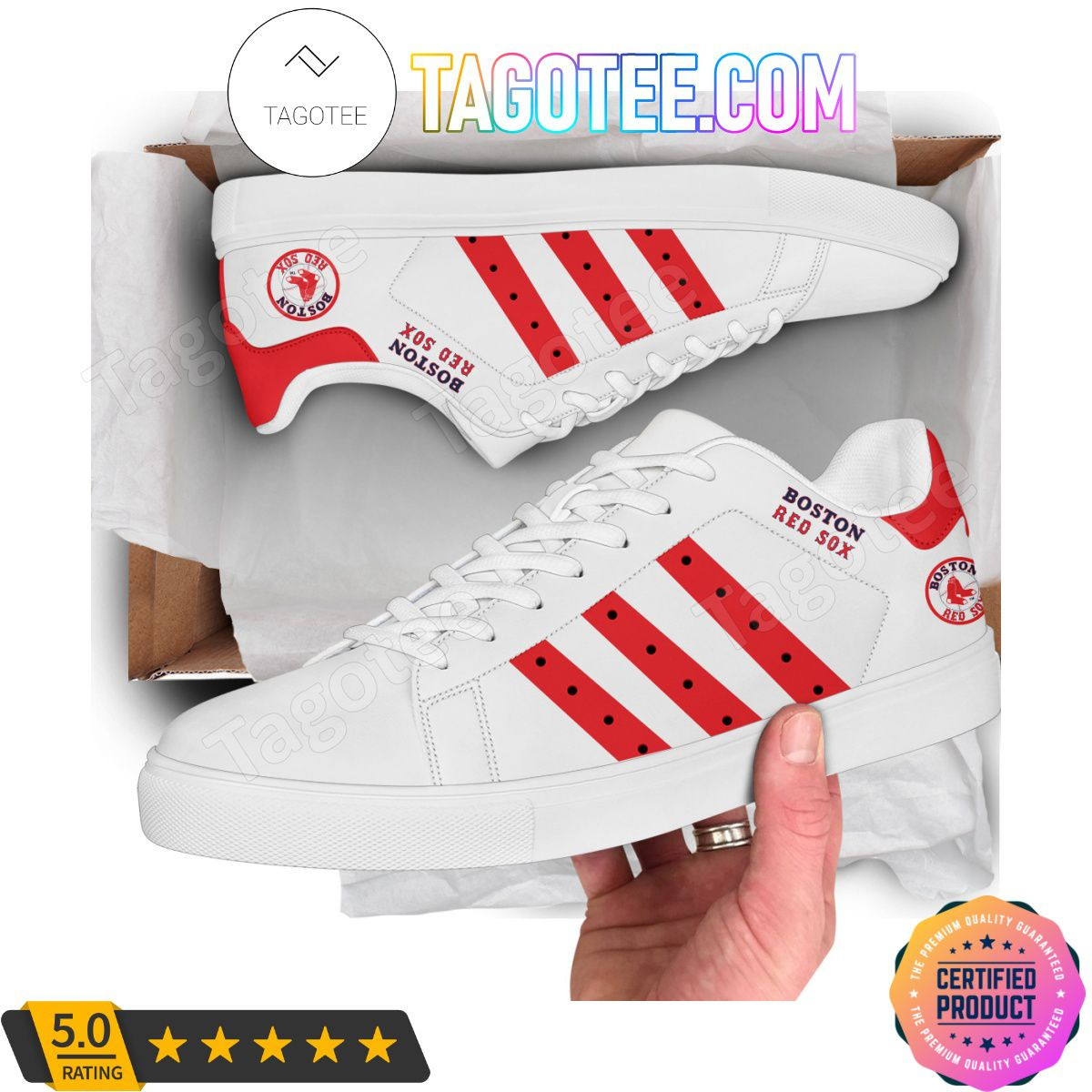 MLB Boston Red Sox White Stan Smith Shoes , Trendy Style Sneakers ST0801