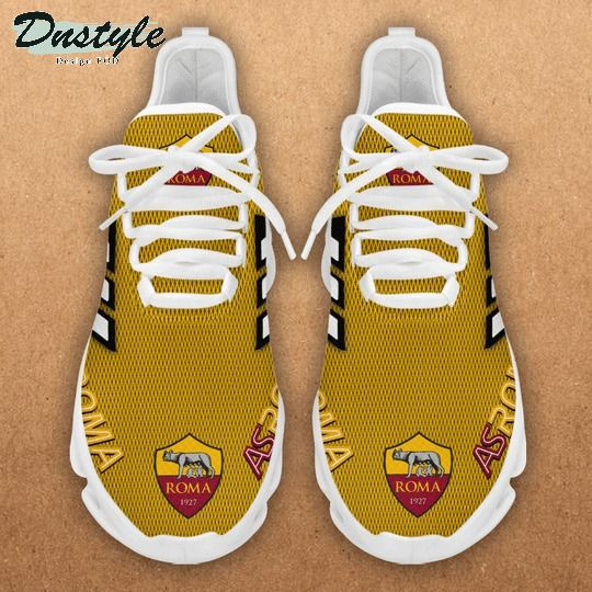 Custom AS Roma Yellow White Stripe Max Soul Shoes Men Women MS0601