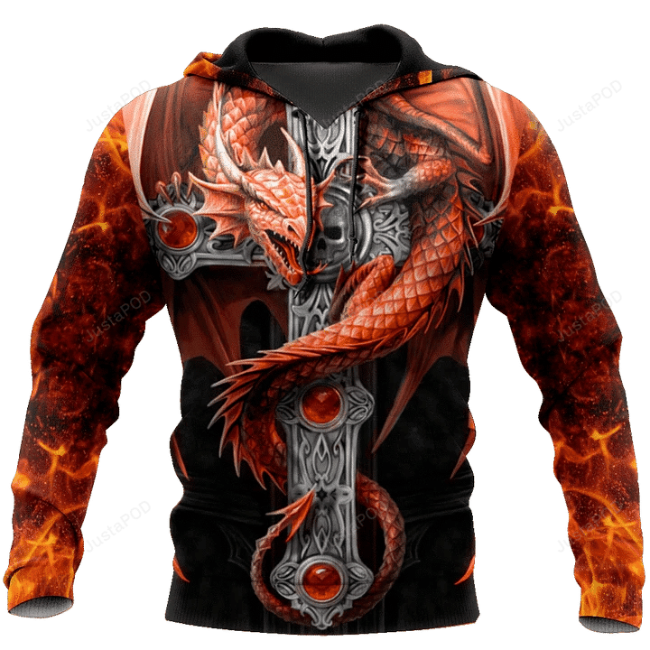 Orange Dragon 3D All Over Printed Hoodie, Zip- Up Hoodie HZ0501