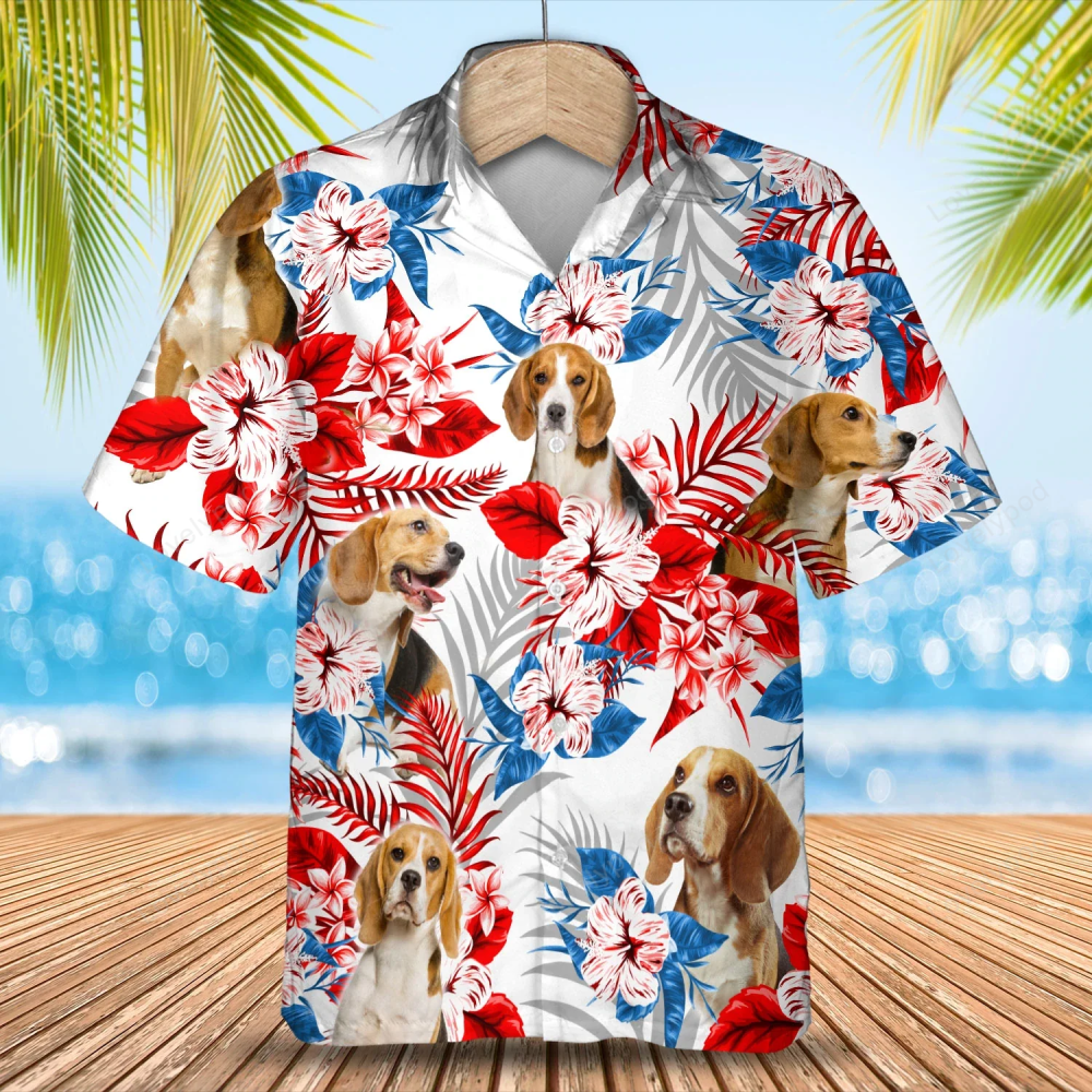 Dog Beagle Flower Hawaiian Shirt, Summer Aloha Shirt, For Men Women HW0601
