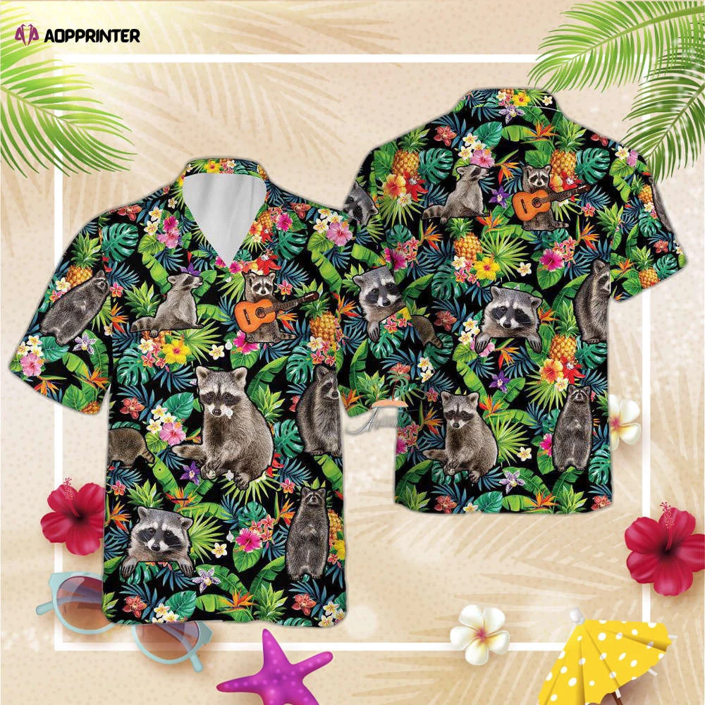 Cute Raccoon Jungle Hawaiian Shirt, Gift For Men And Women HW0601