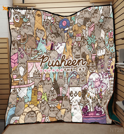 Pusheen Quilt Blanket For Fans Home Decor Gift , Soft Quilt, King Size, All Season Cozy Quilt QB0901