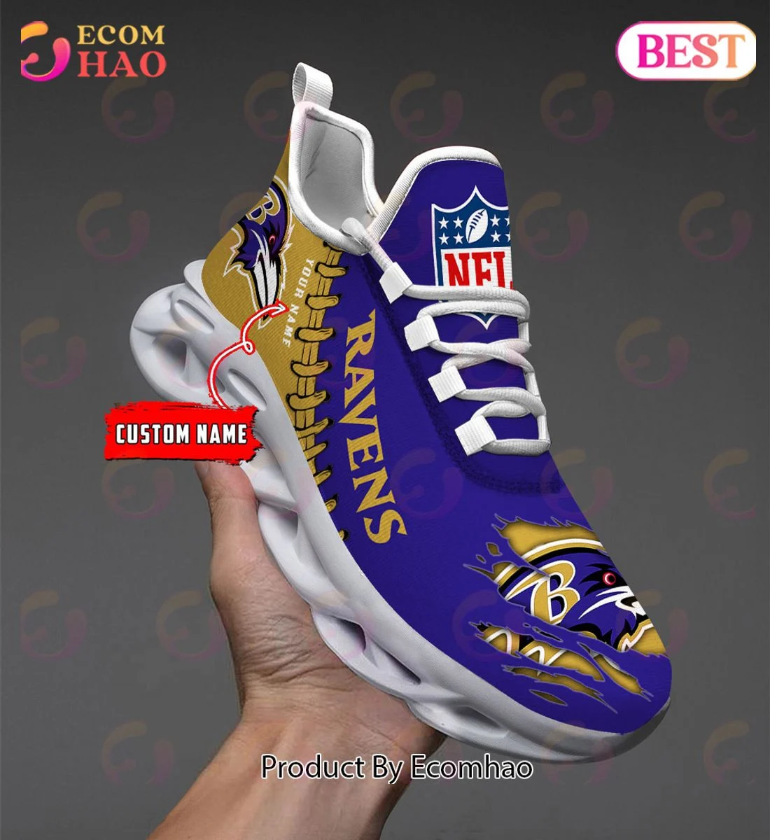 Baltimore Ravens Max Soul Shoes Custom Name  Unisex sneakers MS0601