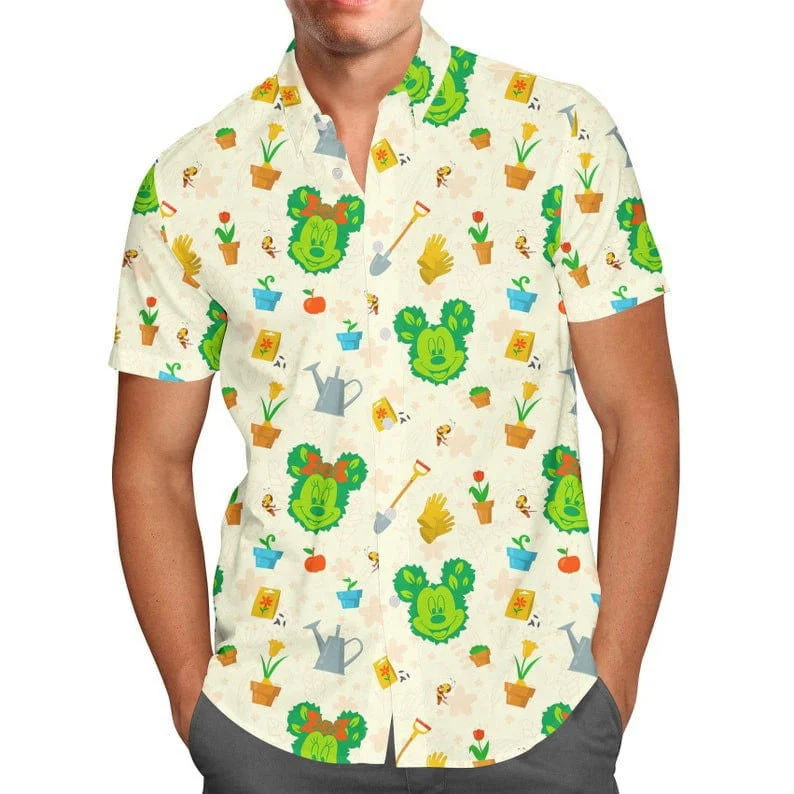 Mickey Minnie Flower Garden Disney Cartoon Hawaiian Shirt HW0601