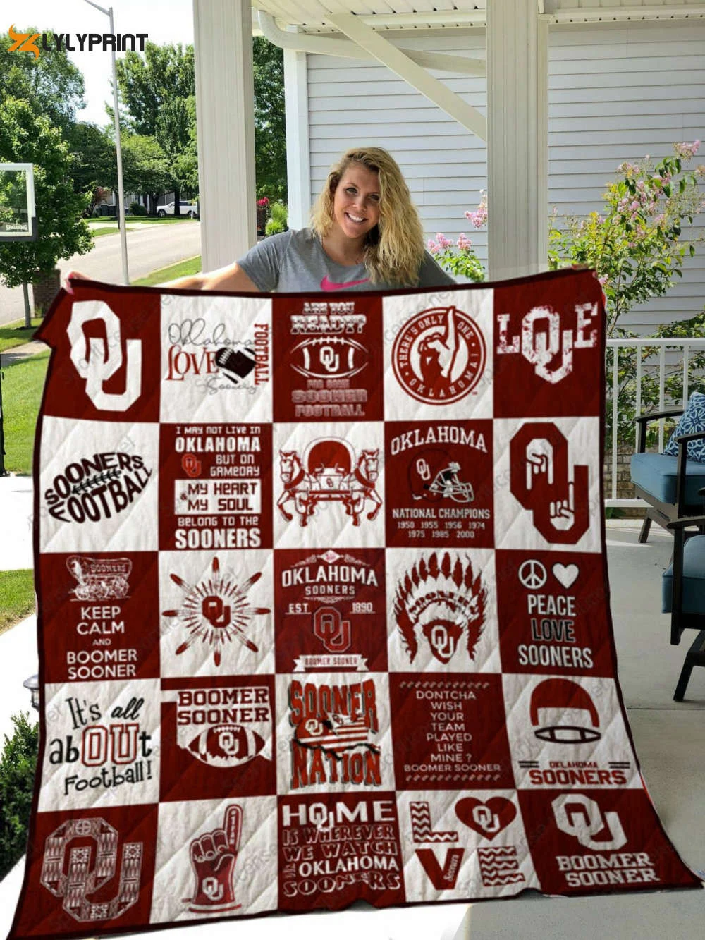 Oklahoma Sooners Quilt Blanket For Fans Home Decor Gift , Soft Quilt, King Size, All Season Cozy Quilt QB0901
