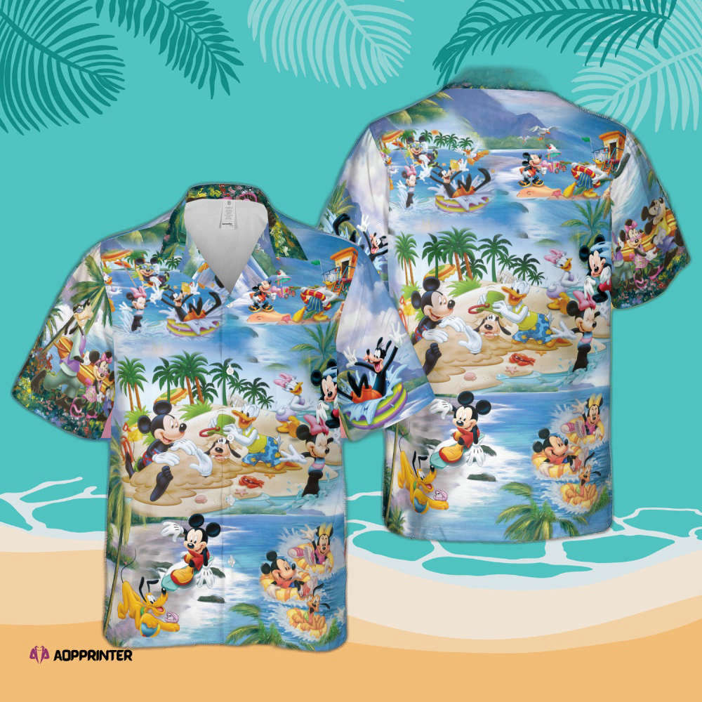Mickey Mouse Disney Summer Short Sleeve Button Hawaiian Shirt HW0601