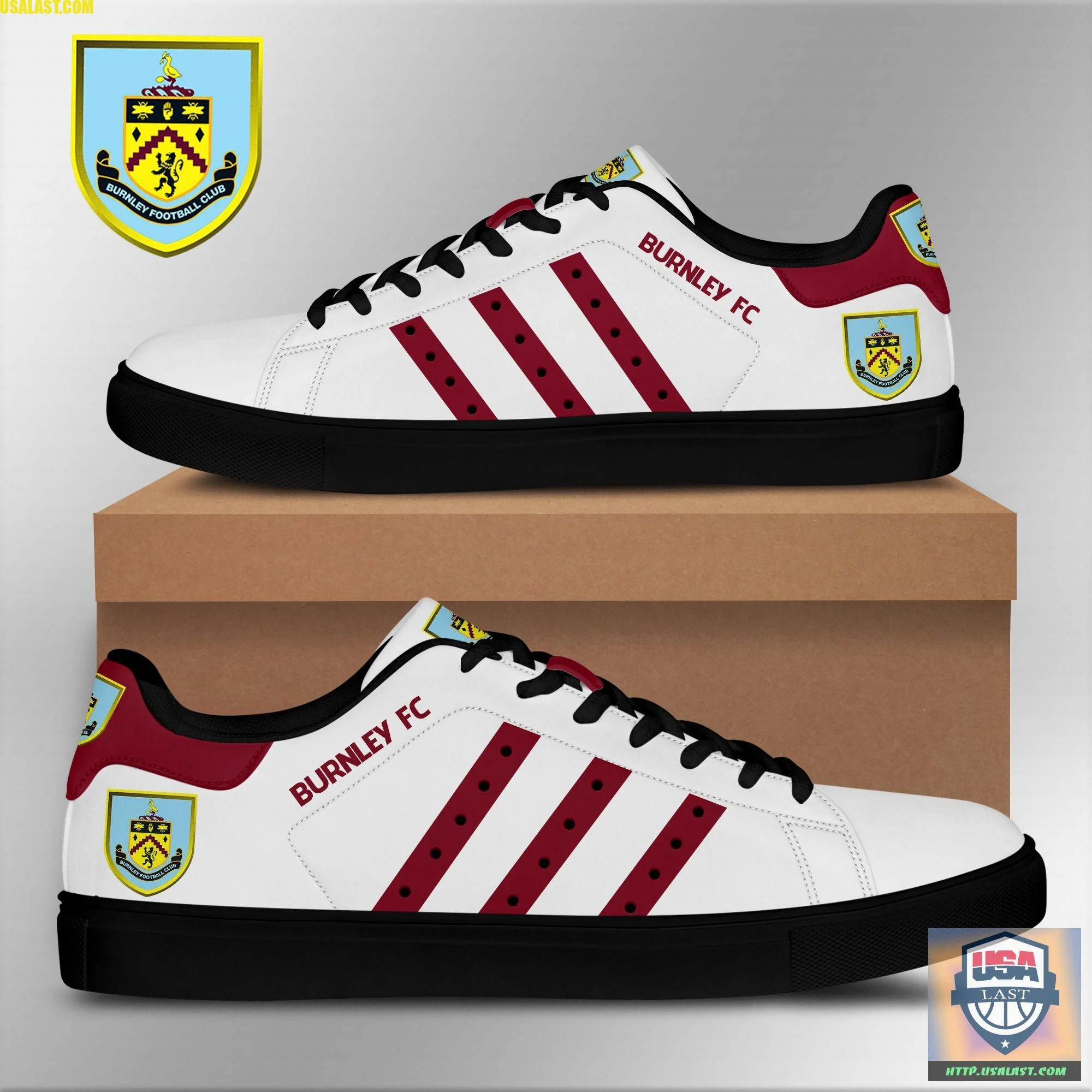 Burnley FC White Brown Stan Smith Shoes Women Men, Trendy Style Sneakers ST0801