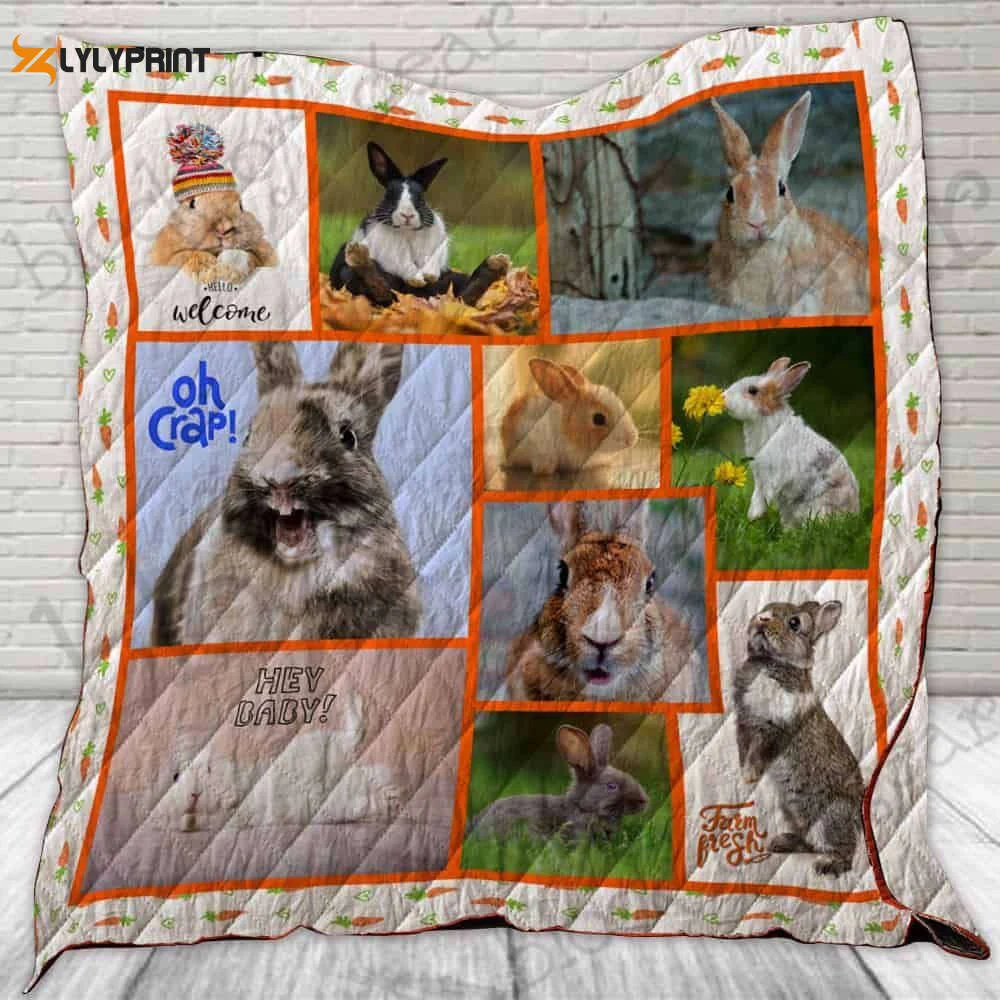 Baby Rabbit 3D Customized Quilt , Soft Quilt, King Size, All Season Cozy Quilt QB0901