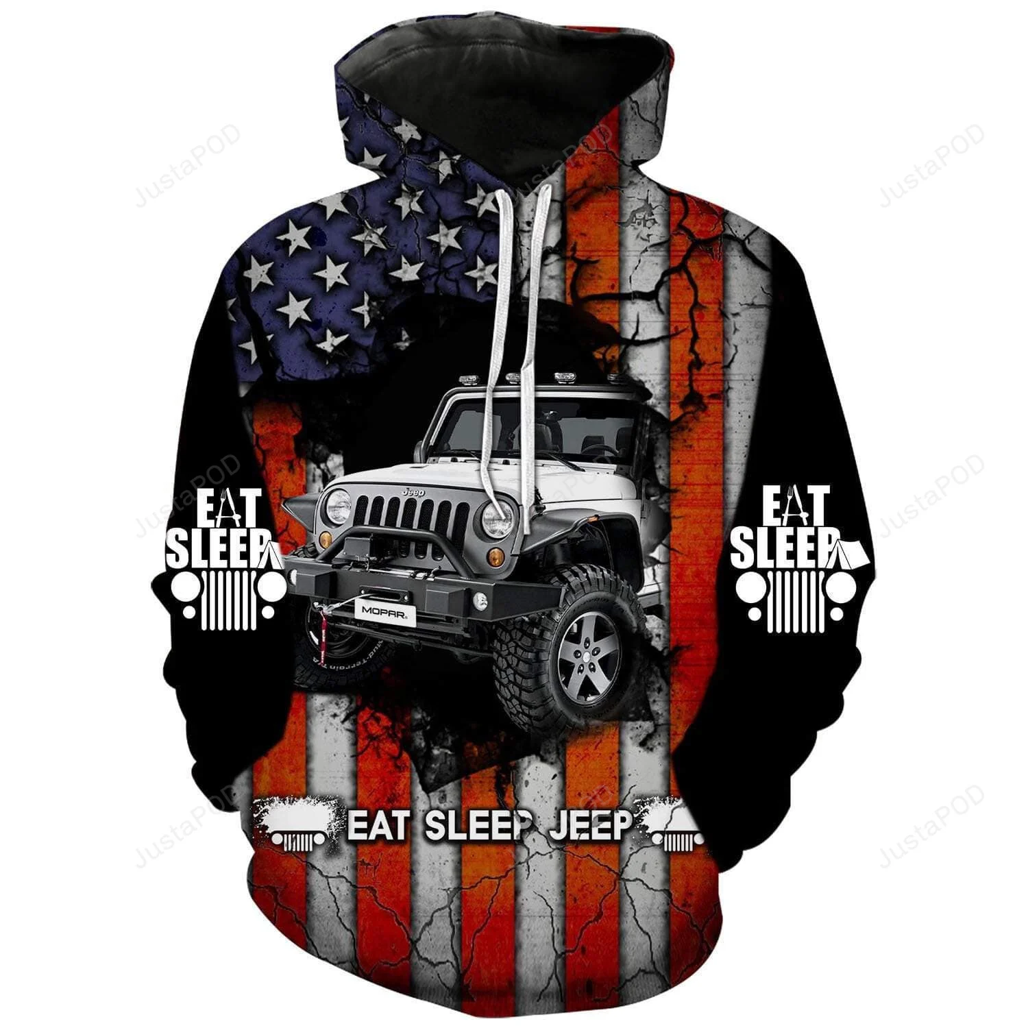 Eat Sleep Jeep with US Flag 3D All Print Hoodie, Zip- Up Hoodie HZ0501