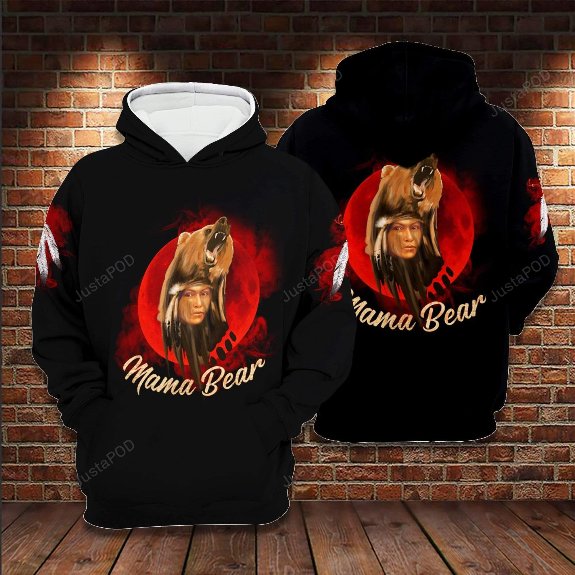 Native Mama Bear 3D All Print Hoodie, Zip- Up Hoodie HZ0501