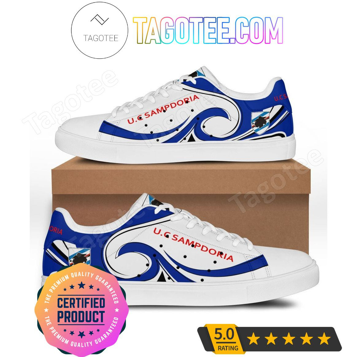 UC Sampdoria White Blue Stan Smith Shoes , Trendy Style Sneakers ST0801