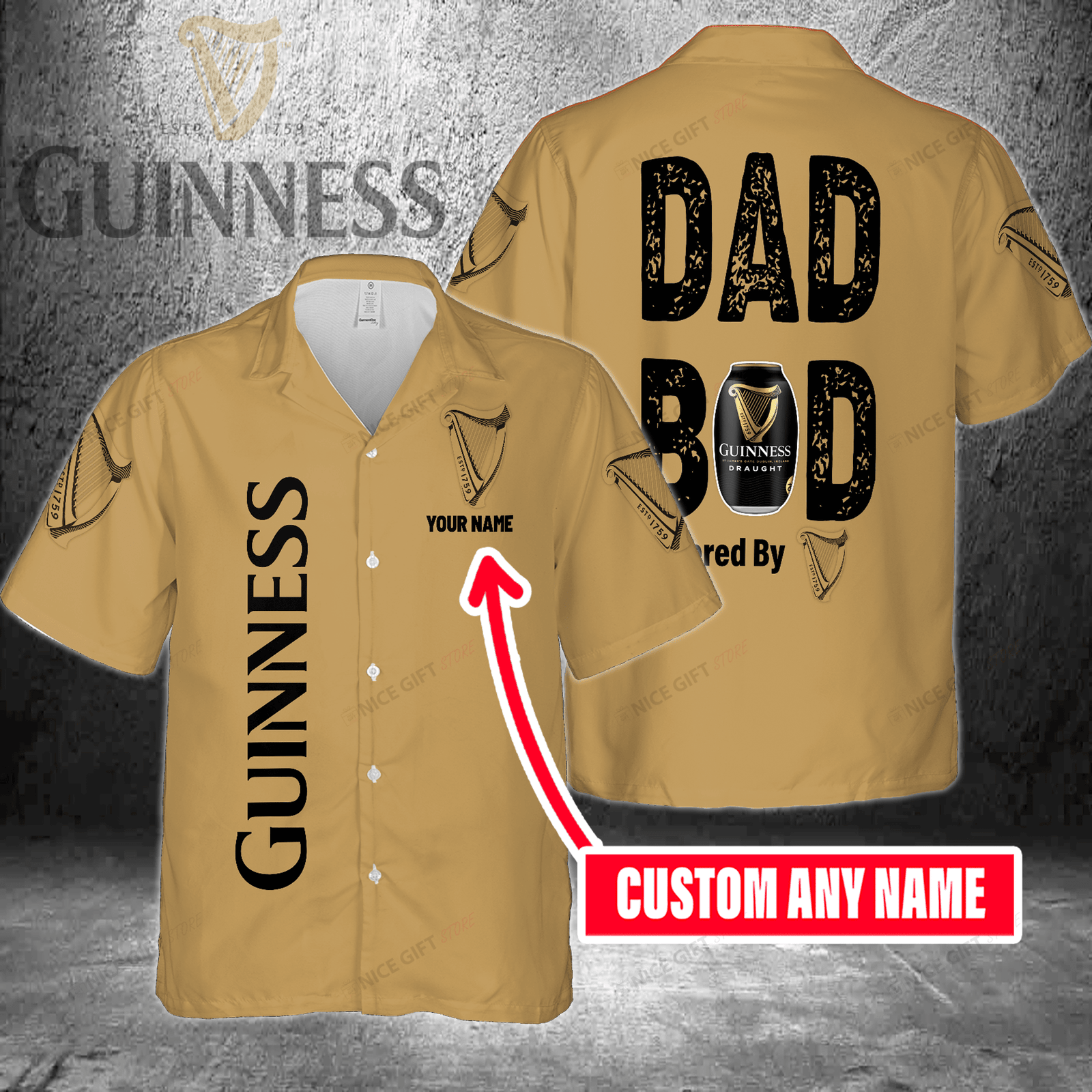 Dad Bod Powered By Guinness Custom Name Hawaiian Shirt For Men And Women HW0601