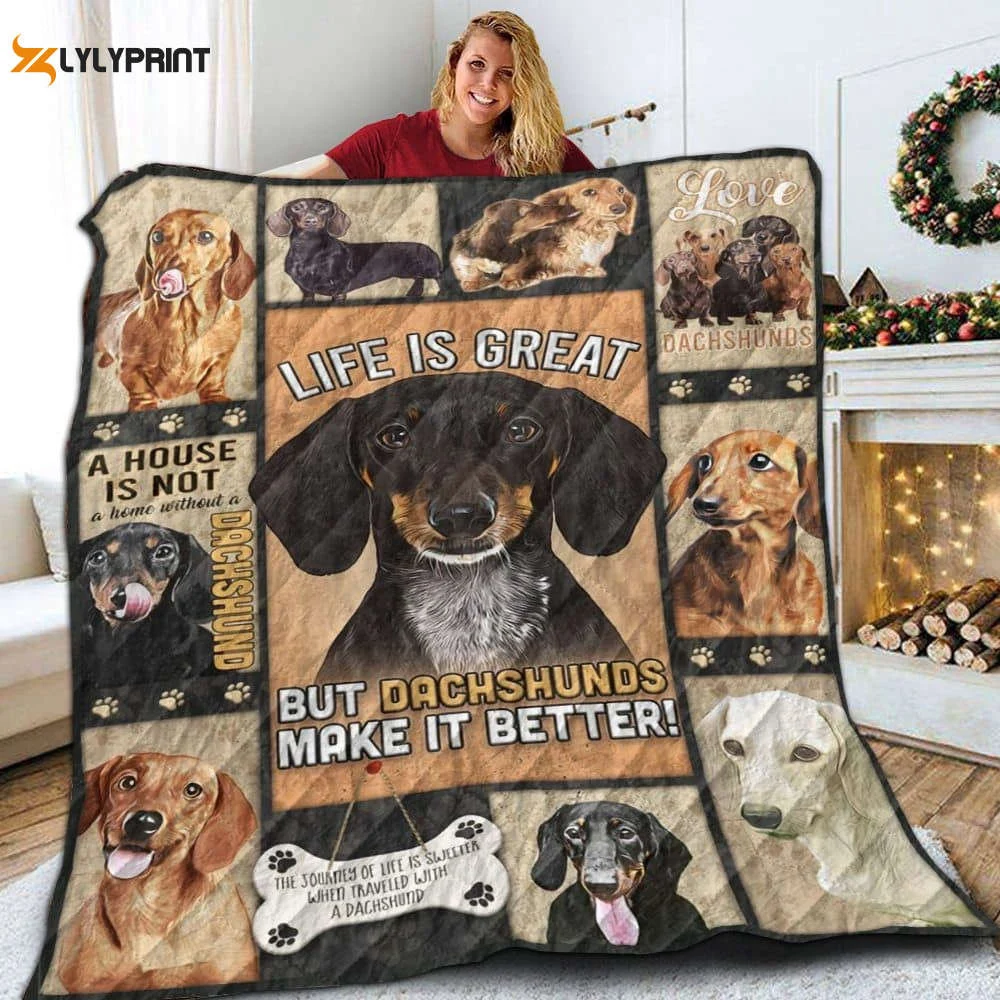 Dachshund Don'T Put Your Hand Up 3D Quilt Blanket For Fans Home Decor Gift ,  Soft Quilt, King Size, All Season Cozy Quilt QB0901