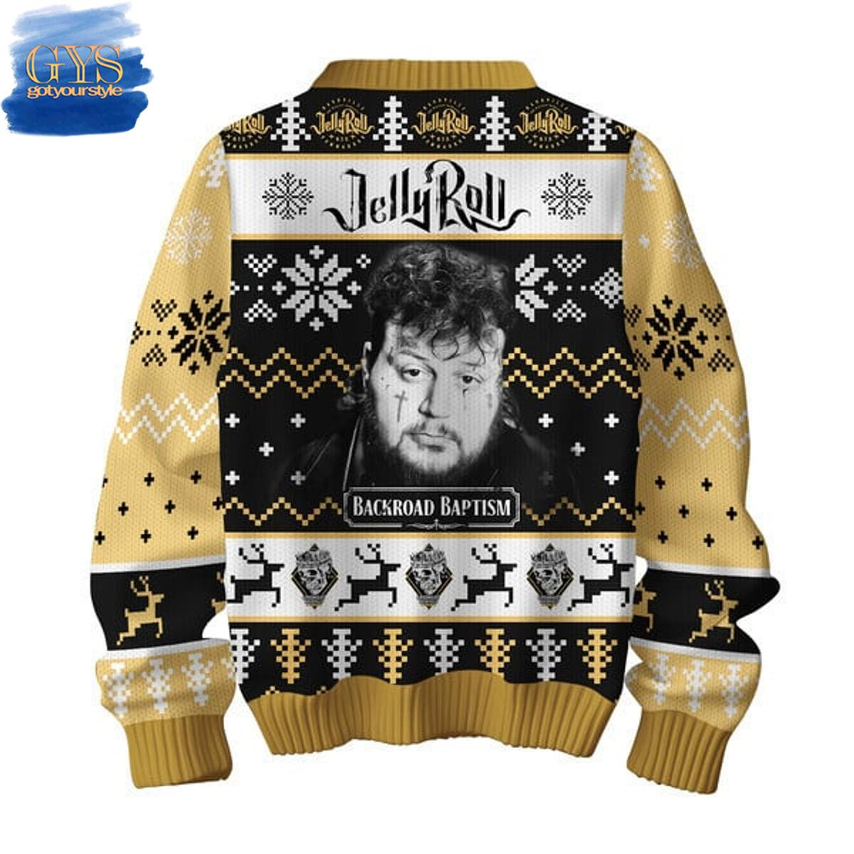 Jelly Roll Backroad Baptism Tour Ugly Sweater , Cozy Soft Unisex Pullover SW0601