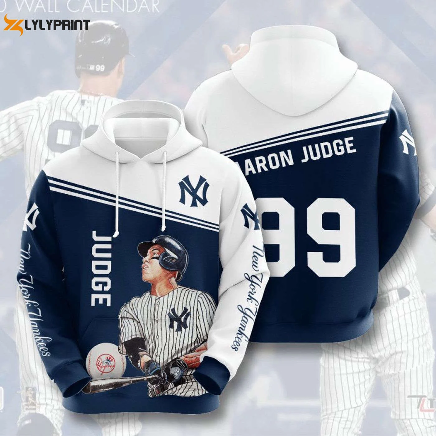 Stay Stylish with New York Yankees Aaron Judge Navy & White Hoodie - Perfect for Fans HZ0501
