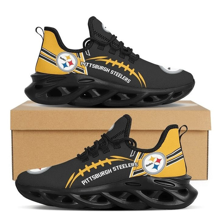 NFL Pittsburgh Steelers Black Golden Rugby Max Soul Shoes Sneakers Store MS0601