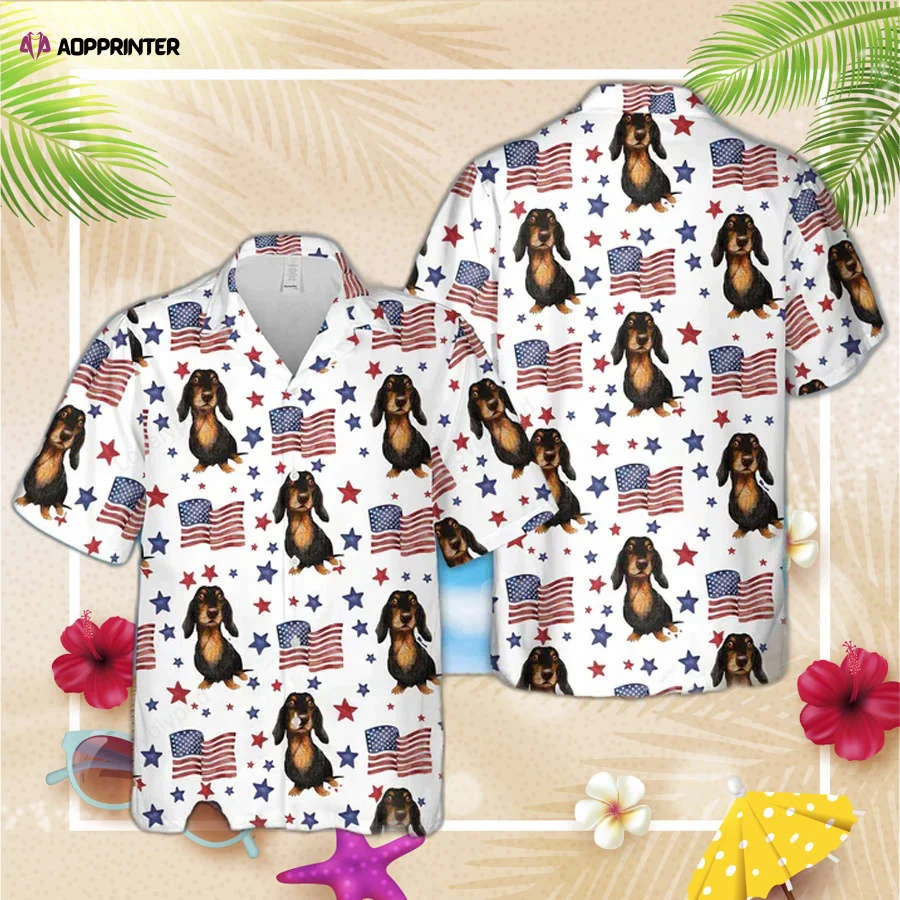 Dachshund American Flag Pattern Hawaiian Shirt, Funny Cow Hawaiian Shirt, For Men Women HW0601