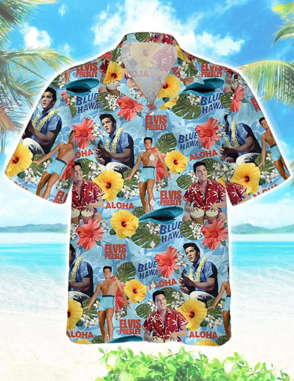Elvis Presley Aloha Button Shirt Aloha Vibes Beach Shirt Gift for men HW0601