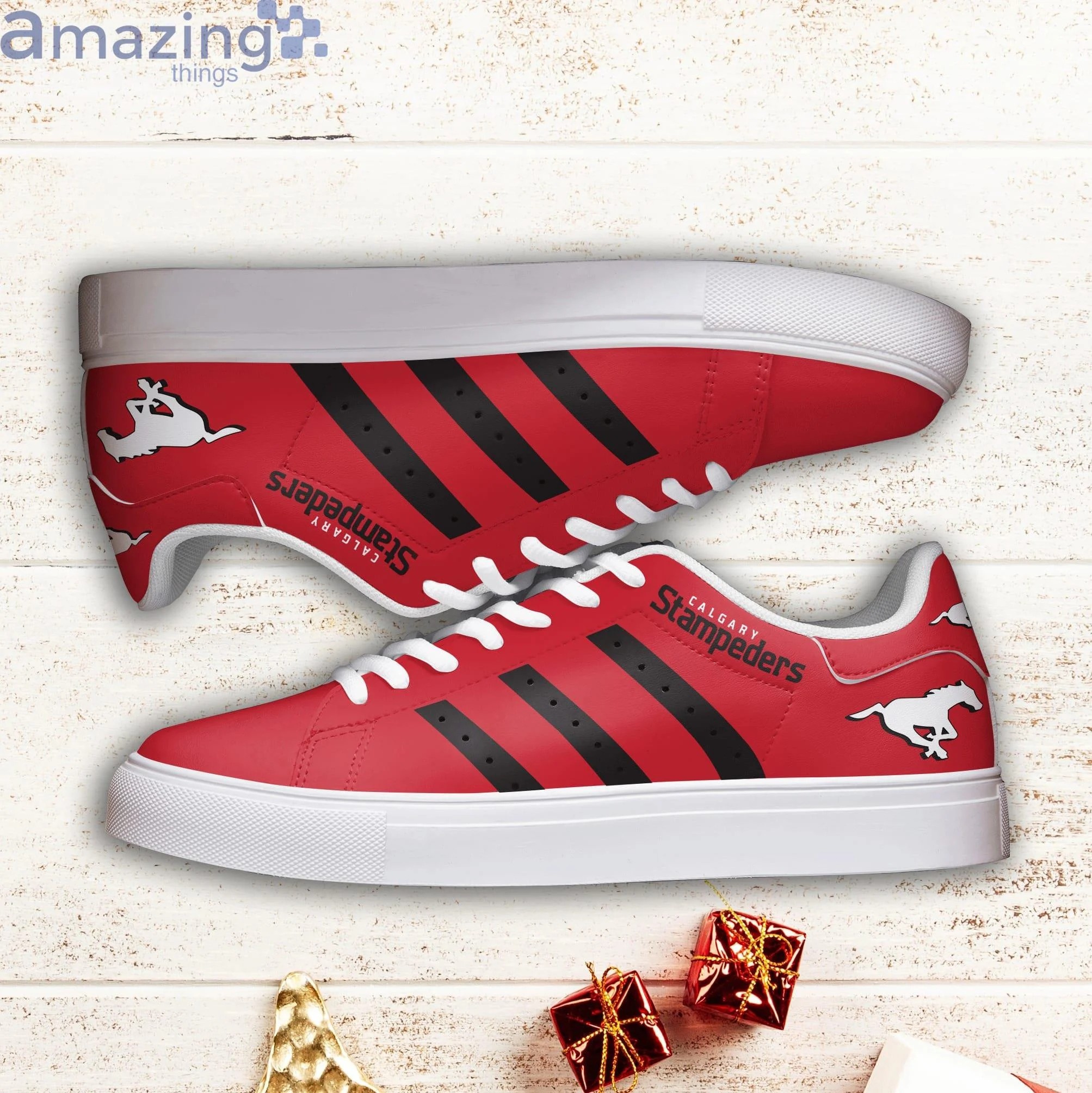 CFL Calgary Stampeders Red Stan Smith Shoes , Trendy Style Sneakers ST0801