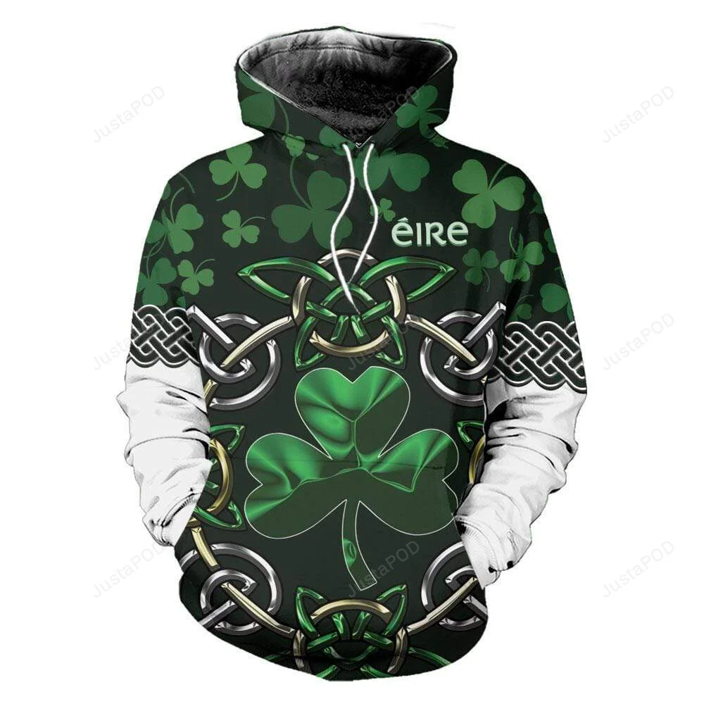 Irish shamrock Saint Patrick Celtic Cross 3D All Print Hoodie, Zip- Up Hoodie HZ0501
