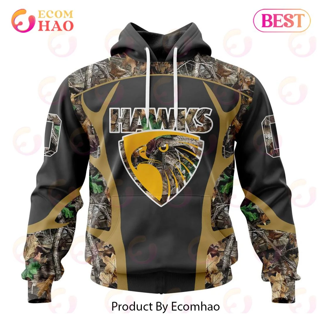 AFL Hawthorn Football Club Special Camo Hunting Design 3D Hoodie, Zip Hoodie, Man - Women, Warm, Premium Quality HZ0501