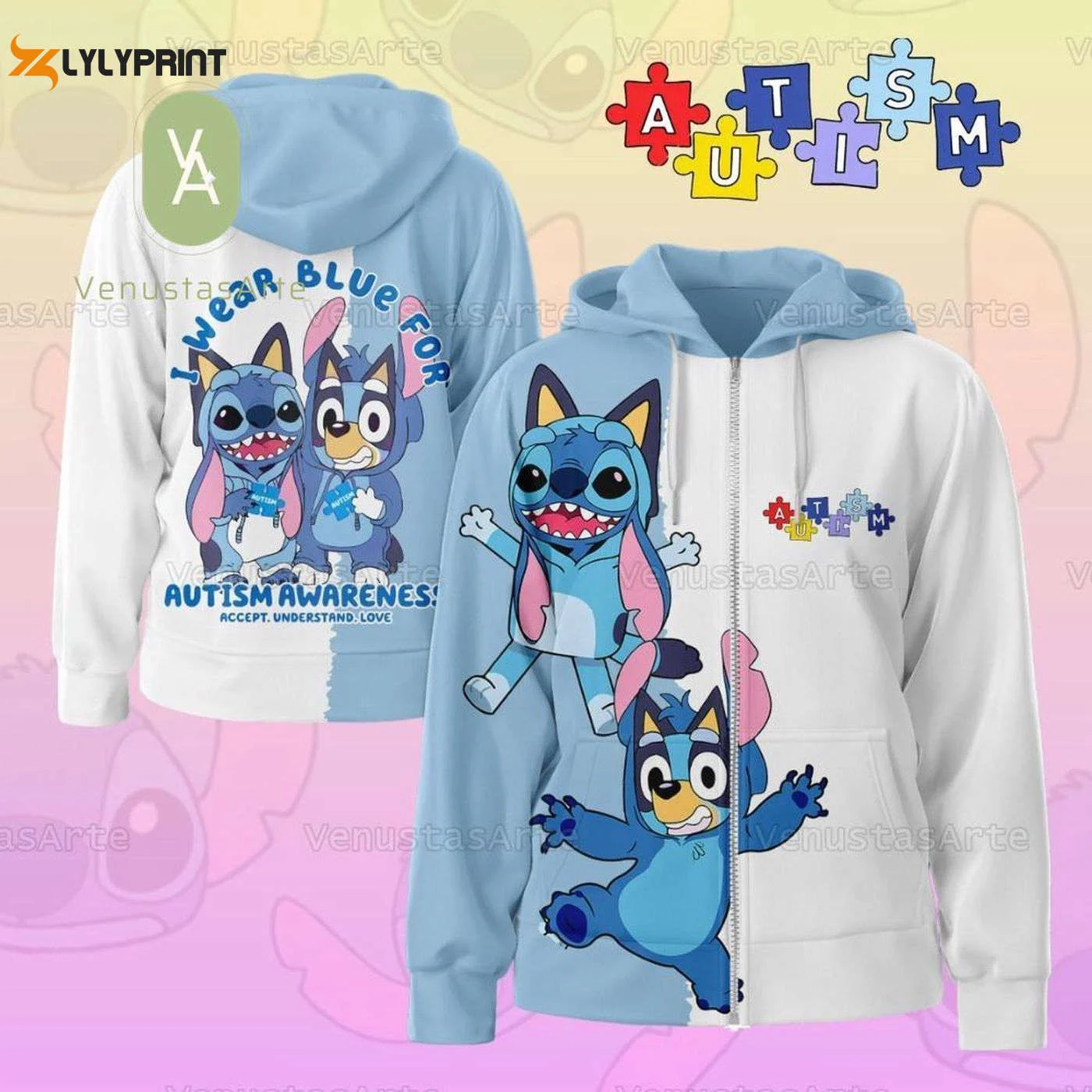 Cute Stitch Blue Dog Hoodie Trendy Autism Shirt & Disney Cosplay Costume – Perfect Gift for Her HZ0501