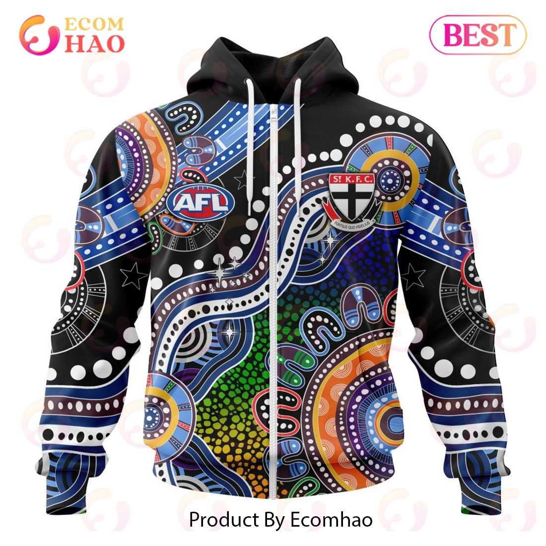 AFL St Kilda Football Club Special Indigenous Design 3D Hoodie, Zip Hoodie, Man - Women, Warm, Premium Quality HZ0501