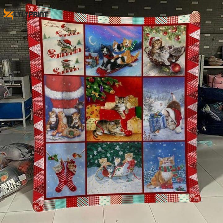Cat Xmas Purffect 3D Customized Quilt , Soft Quilt, King Size, All Season Cozy Quilt QB0901