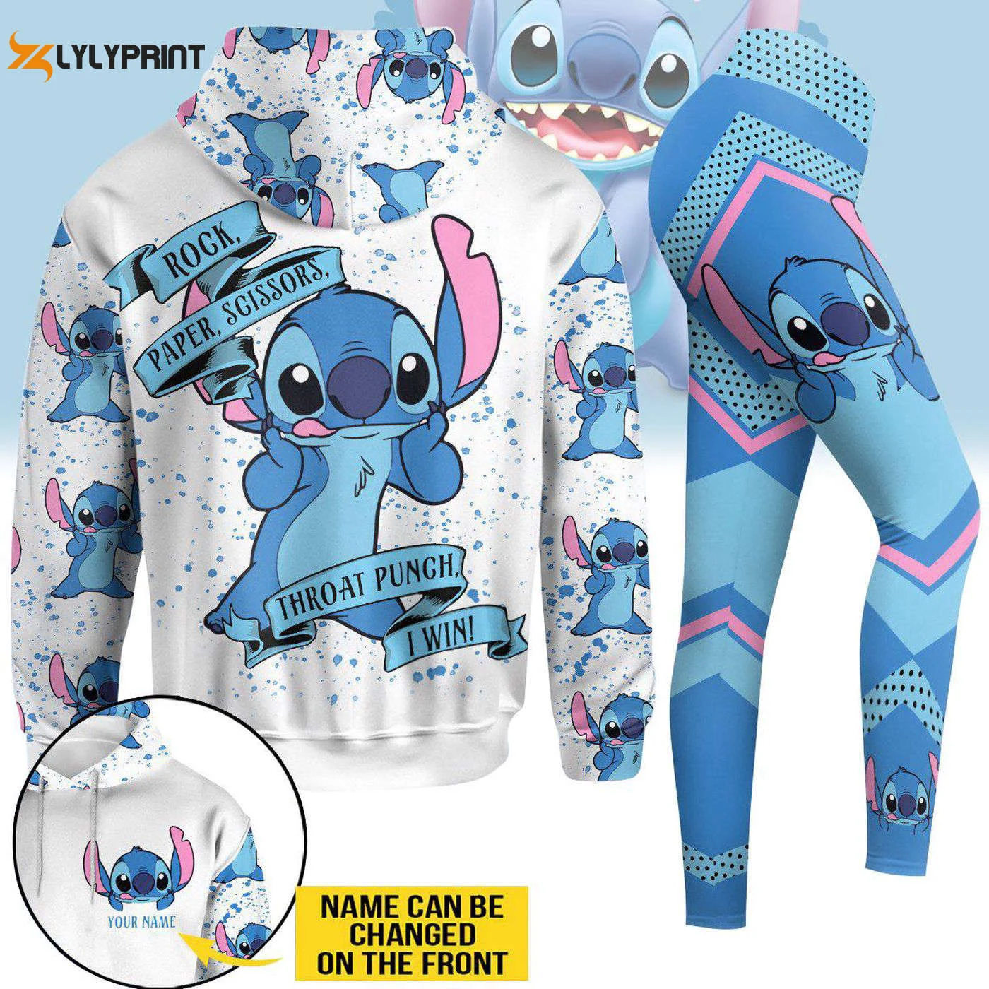 Stitch Hoodie Legging Set Personalized Rock Paper Scissors Hoodie Disney Cartoon Yoga Pant Aesthetic Hoodie Legging HZ0501