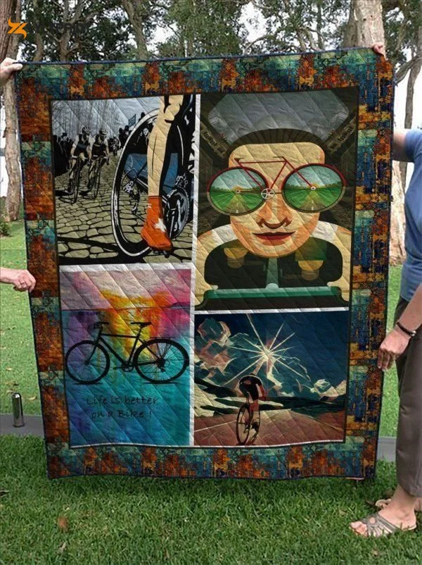 Cycling On A Bike 3D Customized Quilt , Soft Quilt, King Size, All Season Cozy Quilt QB0901