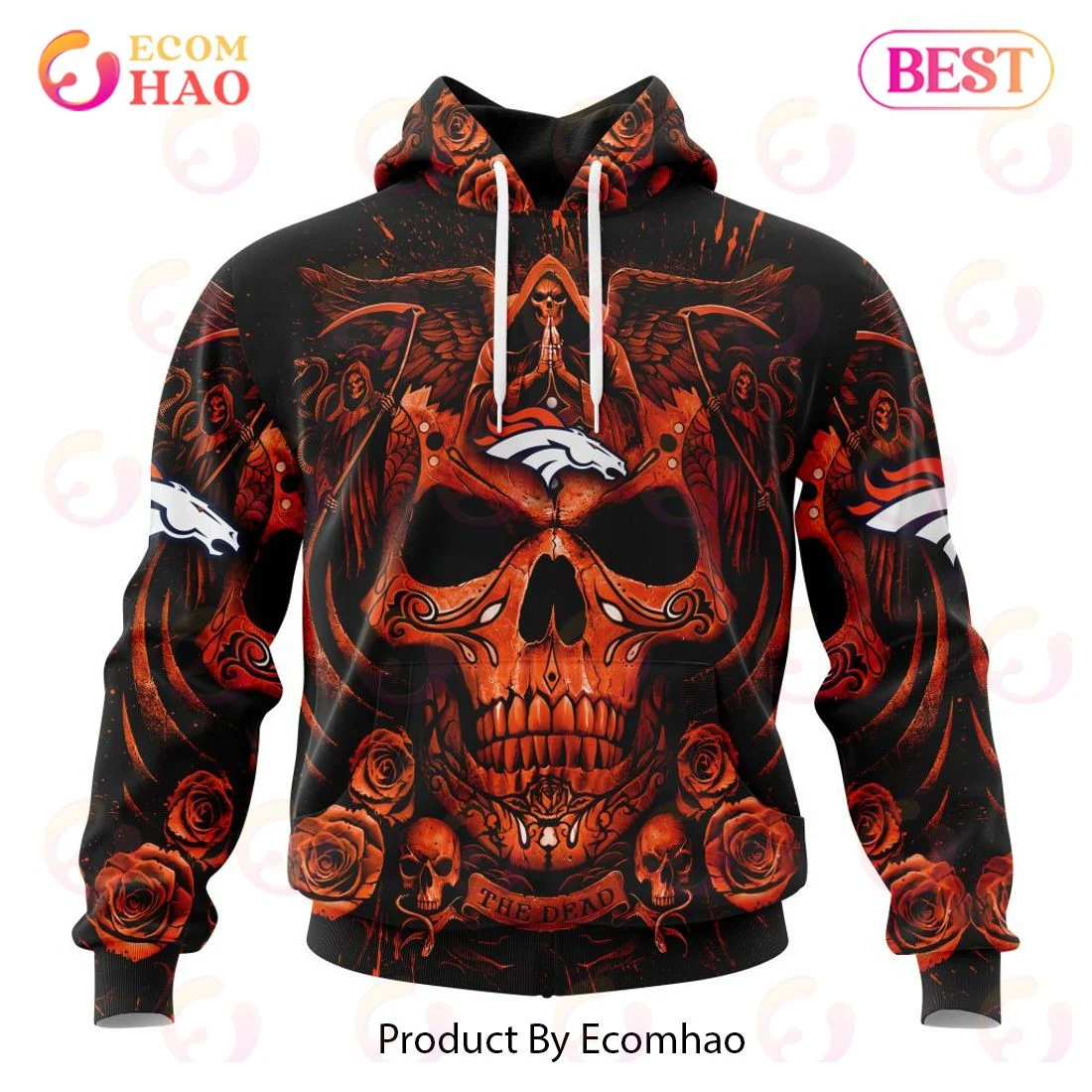 Best Denver Broncos Special Design With Skull Art 3D Hoodie Limited Edition, Zip Hoodie, Man - Women, Warm, Premium Quality HZ0501
