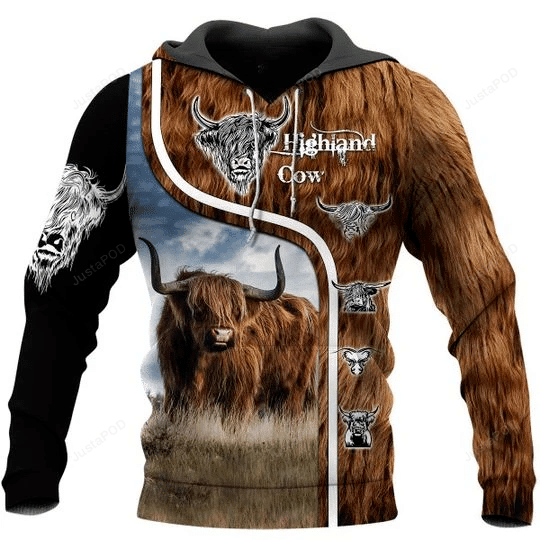 Highland Cattle Cow 3D All Over Print Hoodie, Zip-up Hoodie HZ0501
