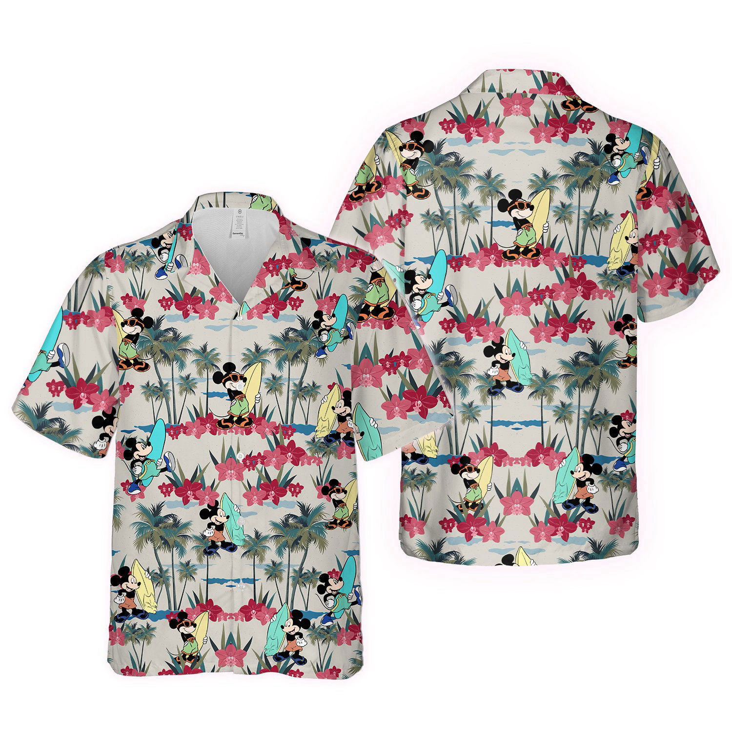 Mickey Surfing Cute Palm Tree Mickey Summer Beach Hawaiian Shirt HW0601