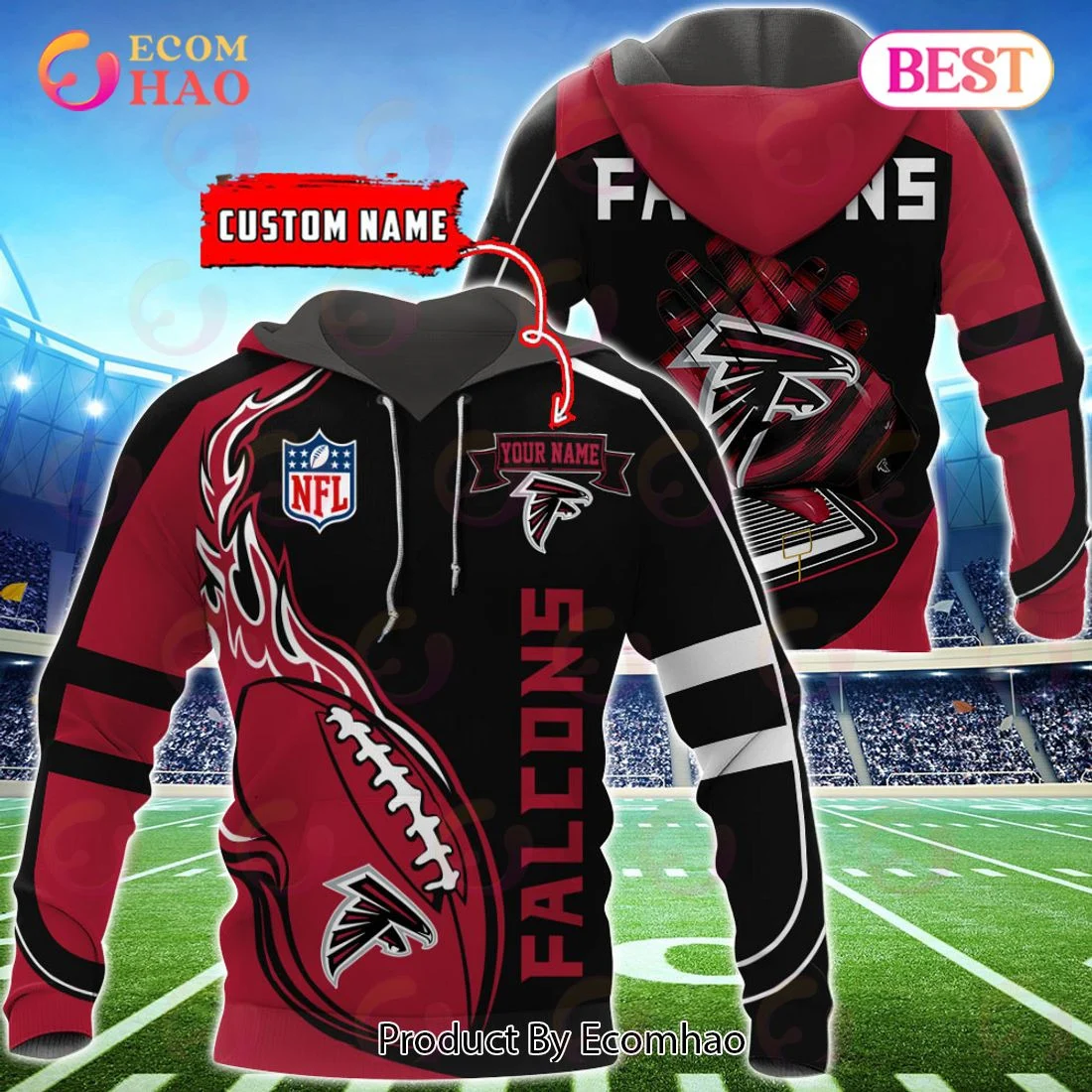 Atlanta Falcons Custom Name Hoodie, Baseball Jacket, T-Shirt, Zipper, Sweatshirt, Zip Hoodie, Man – Women, Warm, Premium Quality HZ0501