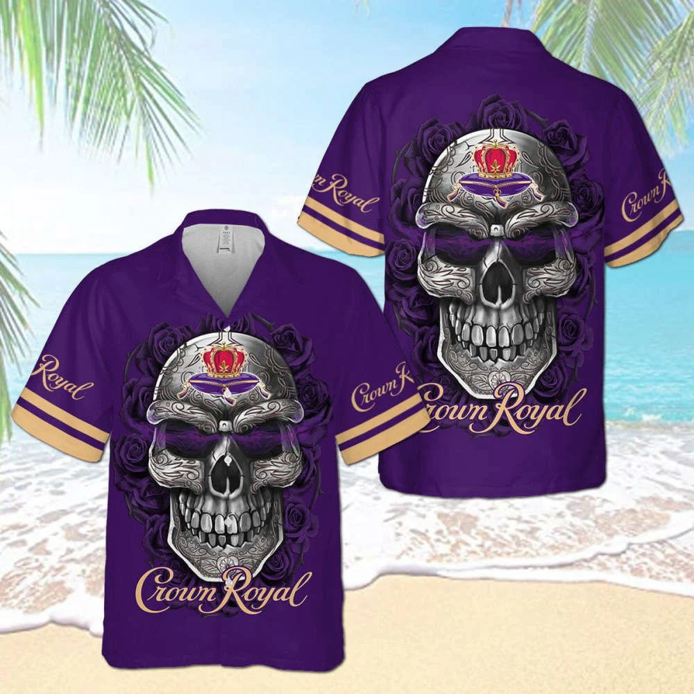 Crown Royal Skull Rose Hawaiian Shirt 3D All Over Print Tee HW0601