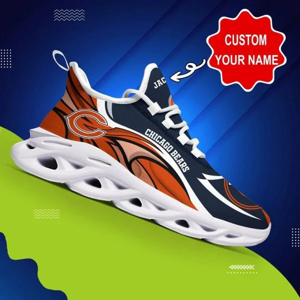 NFL Chicago Bears Custom Name Snearker Hot Trending Gif Max Soul Shoes for Women and Men MS0601