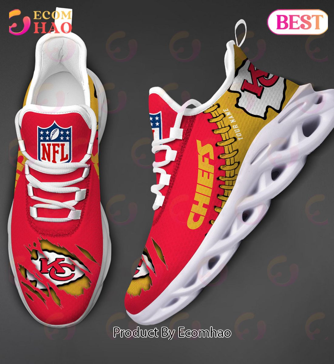 Kansas City Chiefs Max Soul Shoes Custom Name  Unisex sneakers MS0601